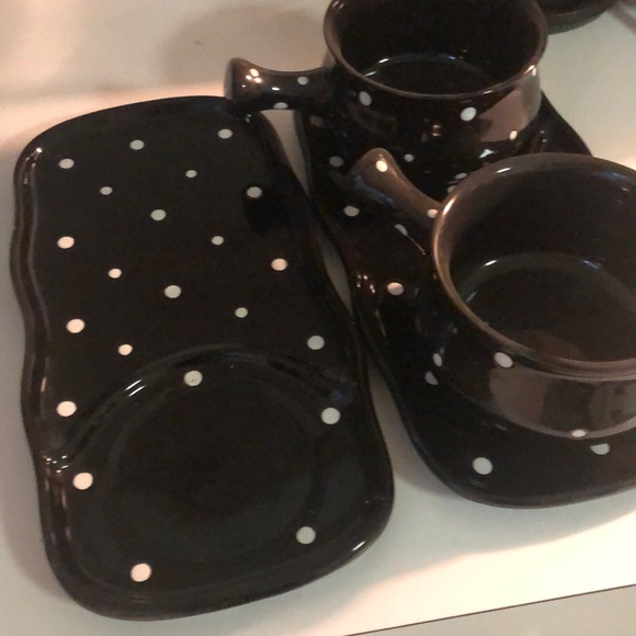 Brand New 2 Black & White Polka Dotted Soup Bowls - Picture 2 of 8